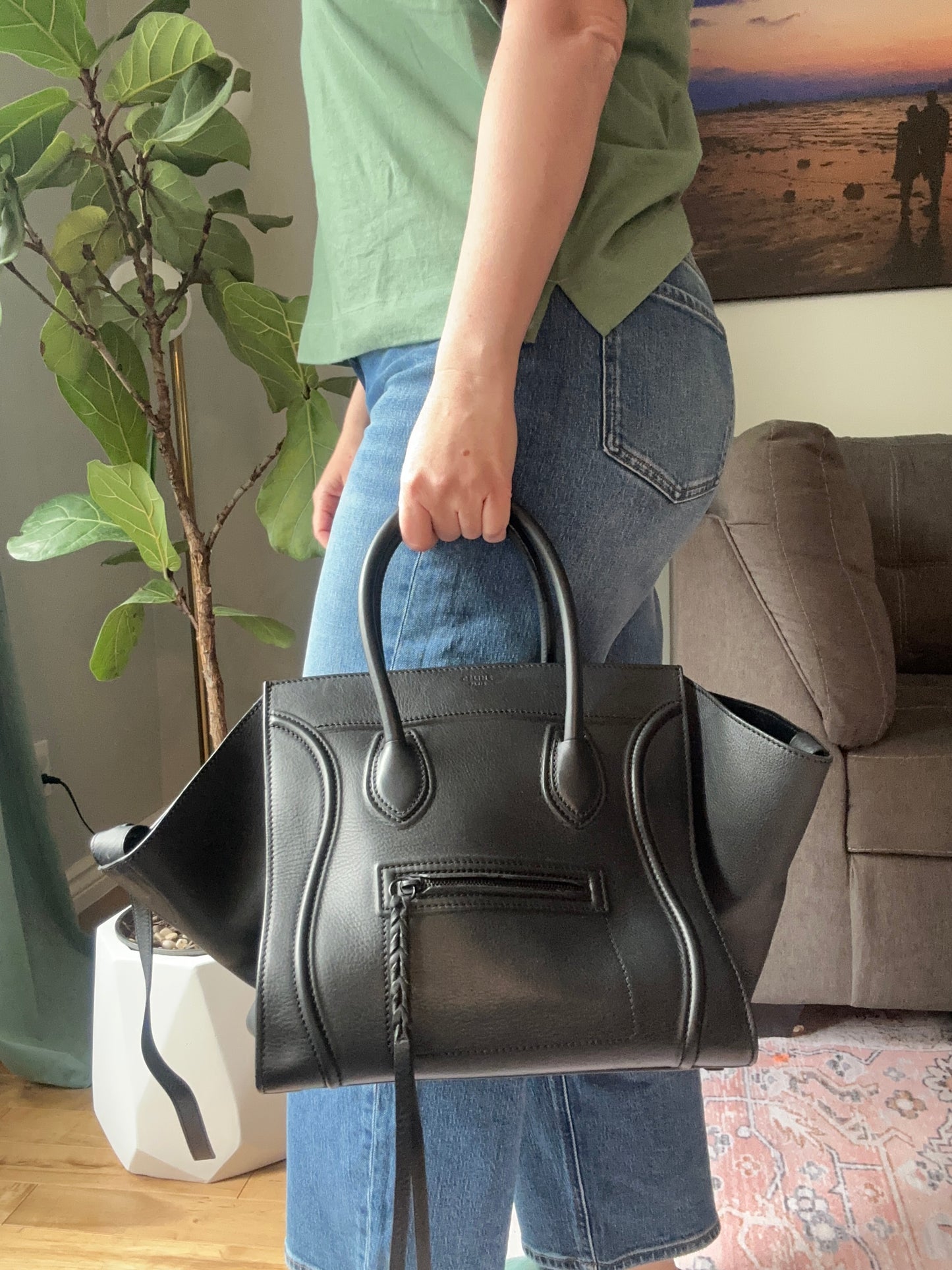 Celine all black Large Phantom Tote