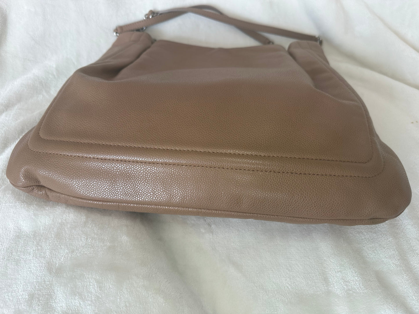 Chanel Pleated Timeless Tote in Tan Caviar Leather