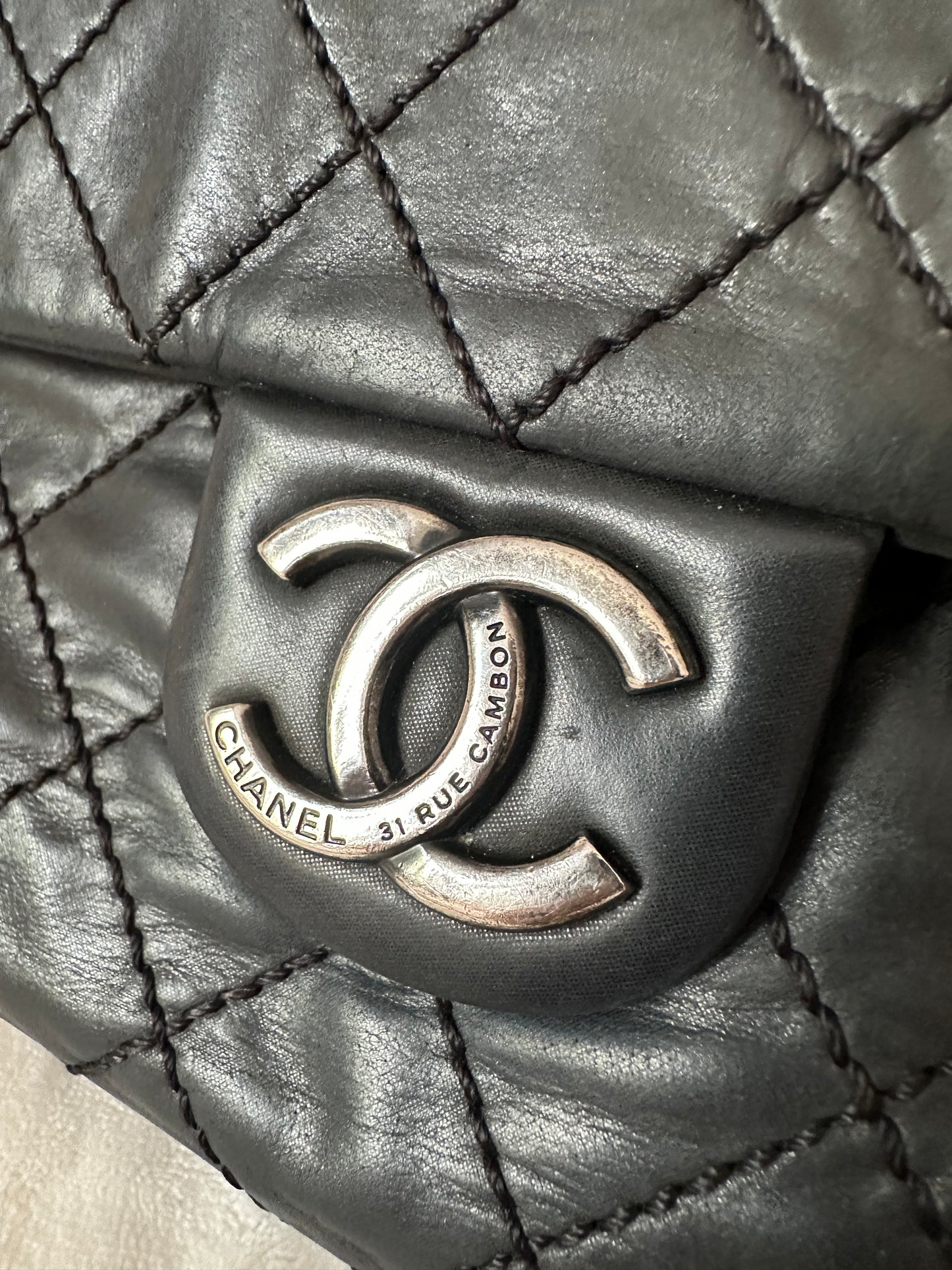 Chanel iridescent black Lambskin Leather Flap bag