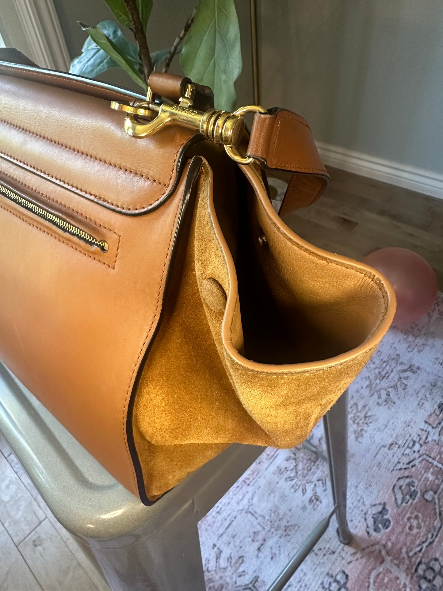 Large Tan Celine Trapeze tote