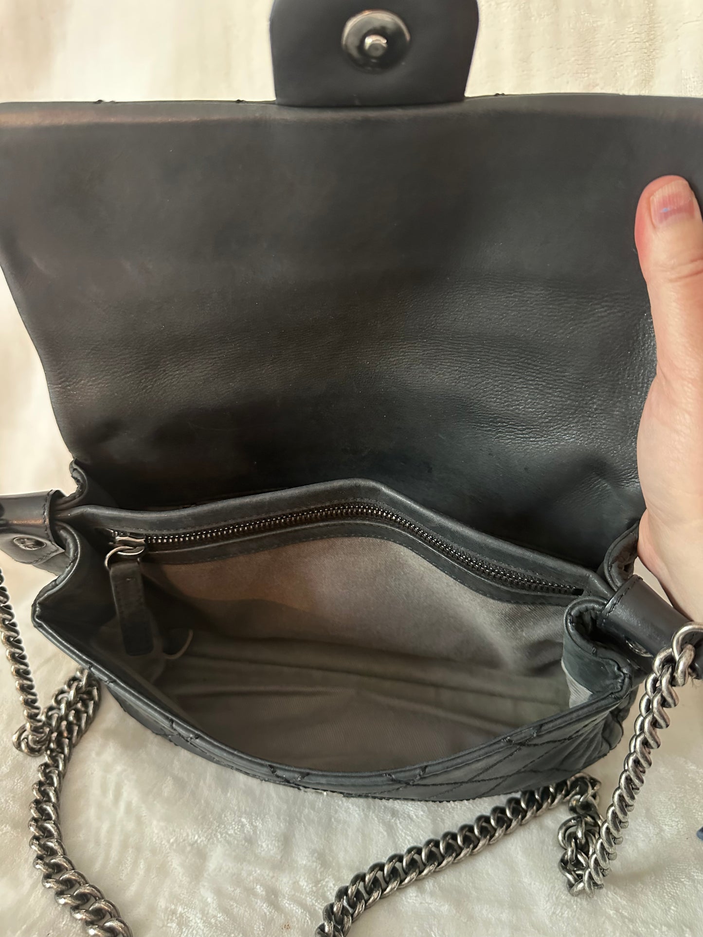 Chanel iridescent black Lambskin Leather Flap bag