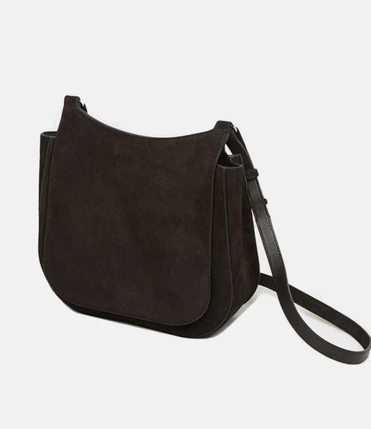The Row Hunting 11 Bag in Black Suede