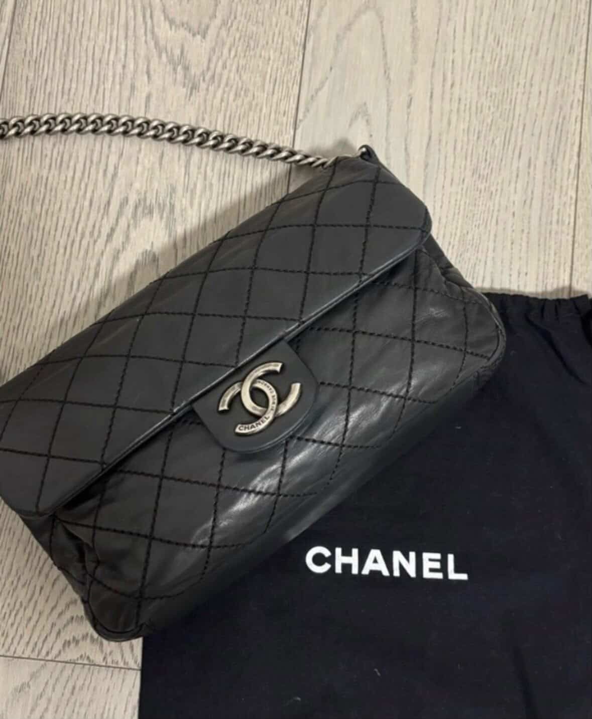 Chanel iridescent black Lambskin Leather Flap bag