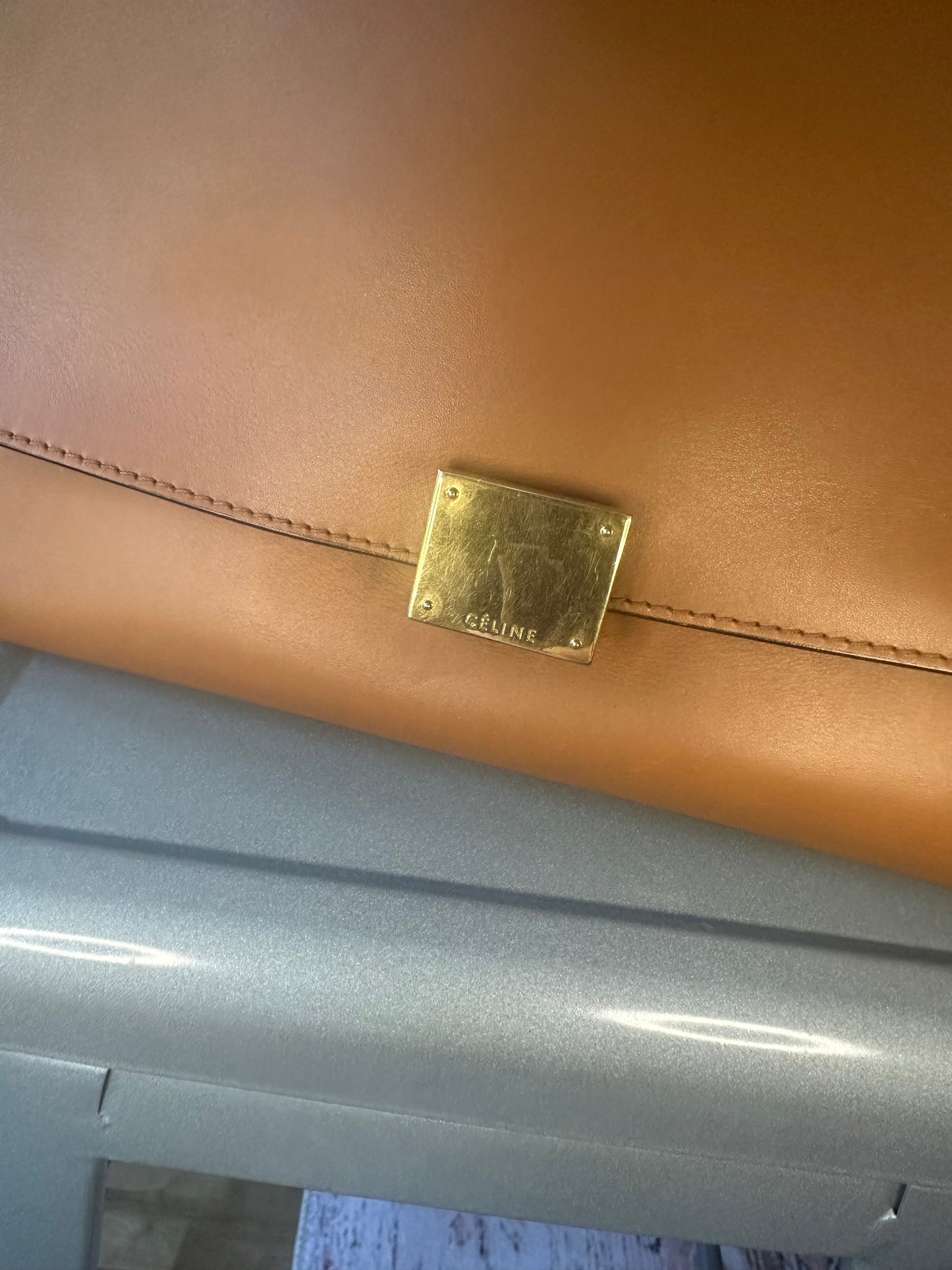 Large Tan Celine Trapeze tote