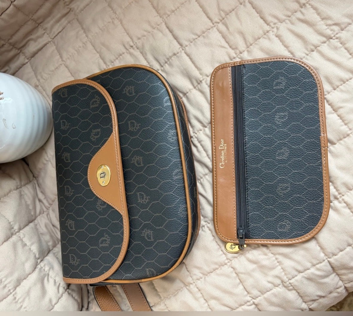 Vintage Dior Honeycomb canvas crossbody bag