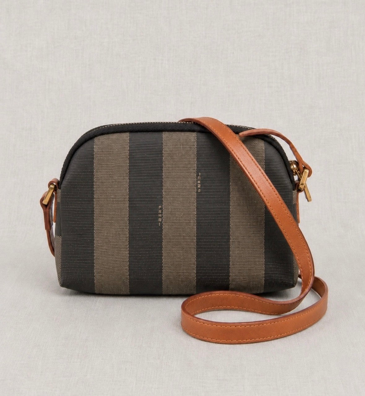 Vintage FENDI striped canvas crossbody bag