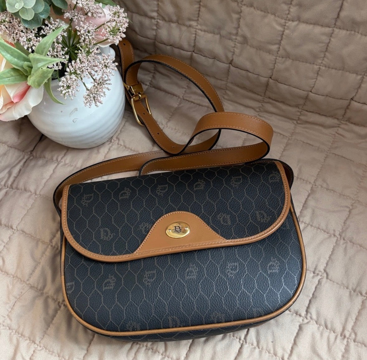 Vintage Dior Honeycomb canvas crossbody bag