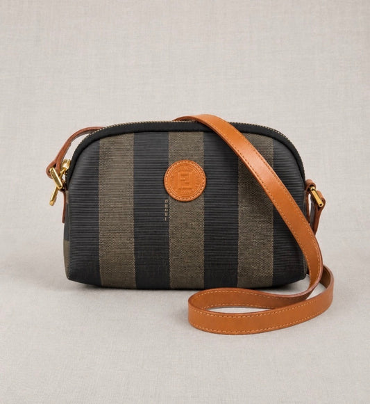 Vintage FENDI striped canvas crossbody bag