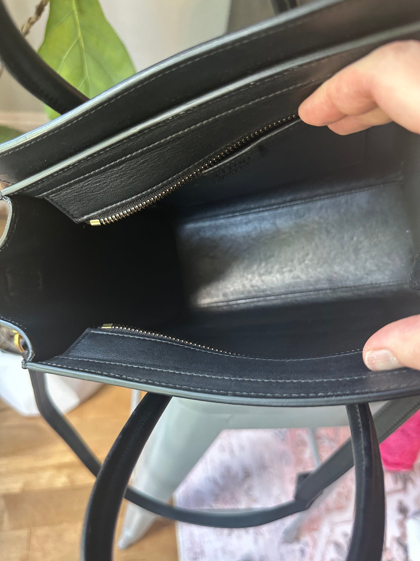 Celine Nano Luggage Tote- Black smooth leather