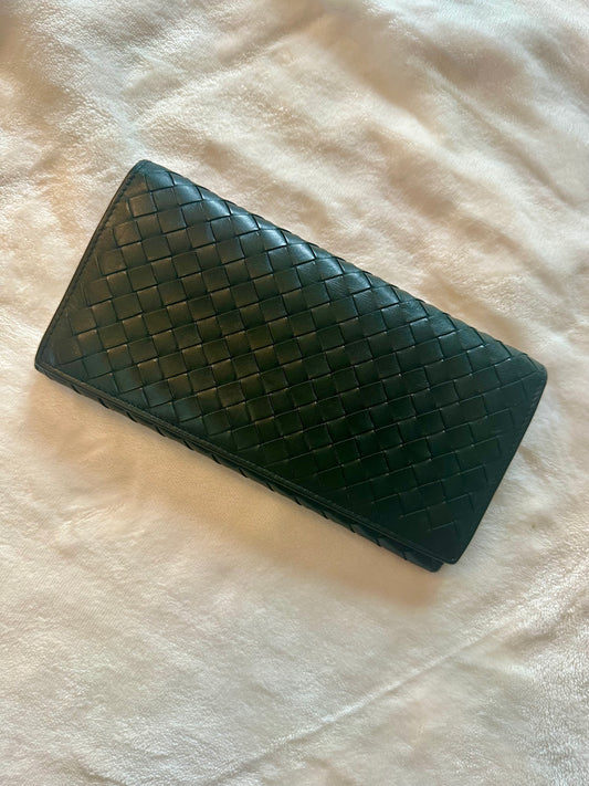 Bottega Veneta Intrecciato Long bi-fold wallet- dark green