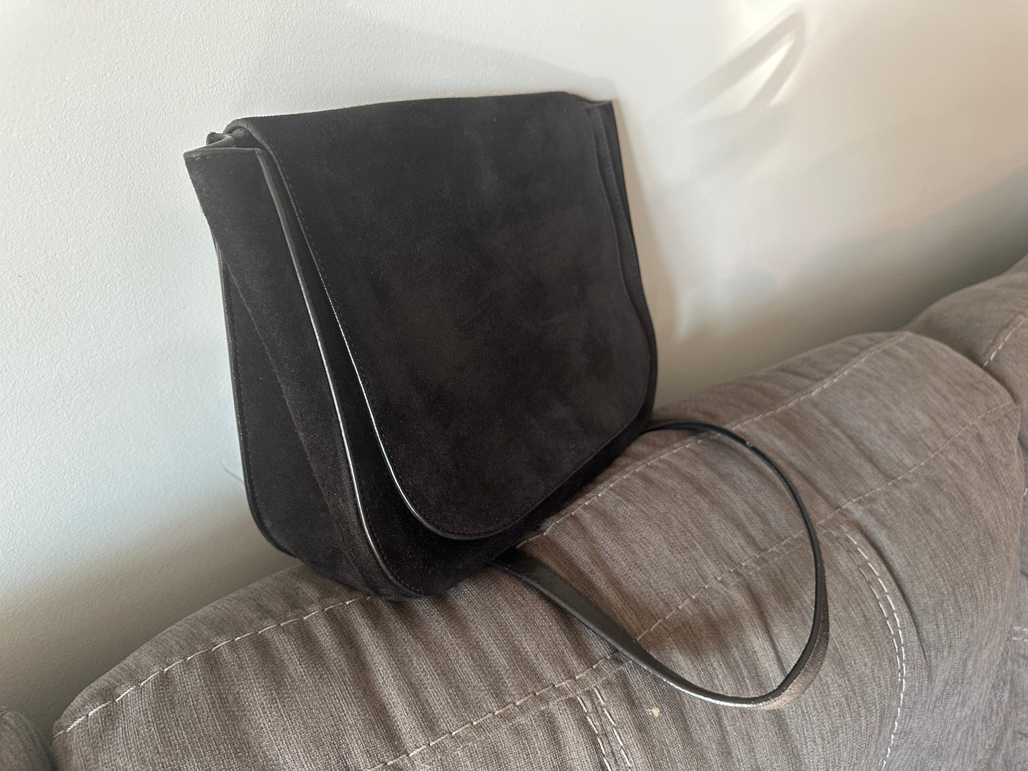 The Row Hunting 11 Bag in Black Suede