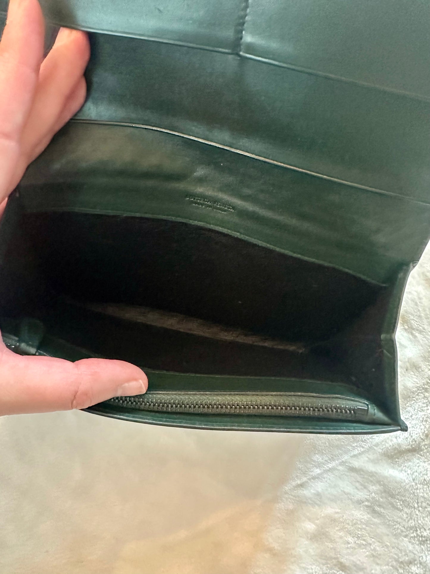 Bottega Veneta Intrecciato Long bi-fold wallet- dark green