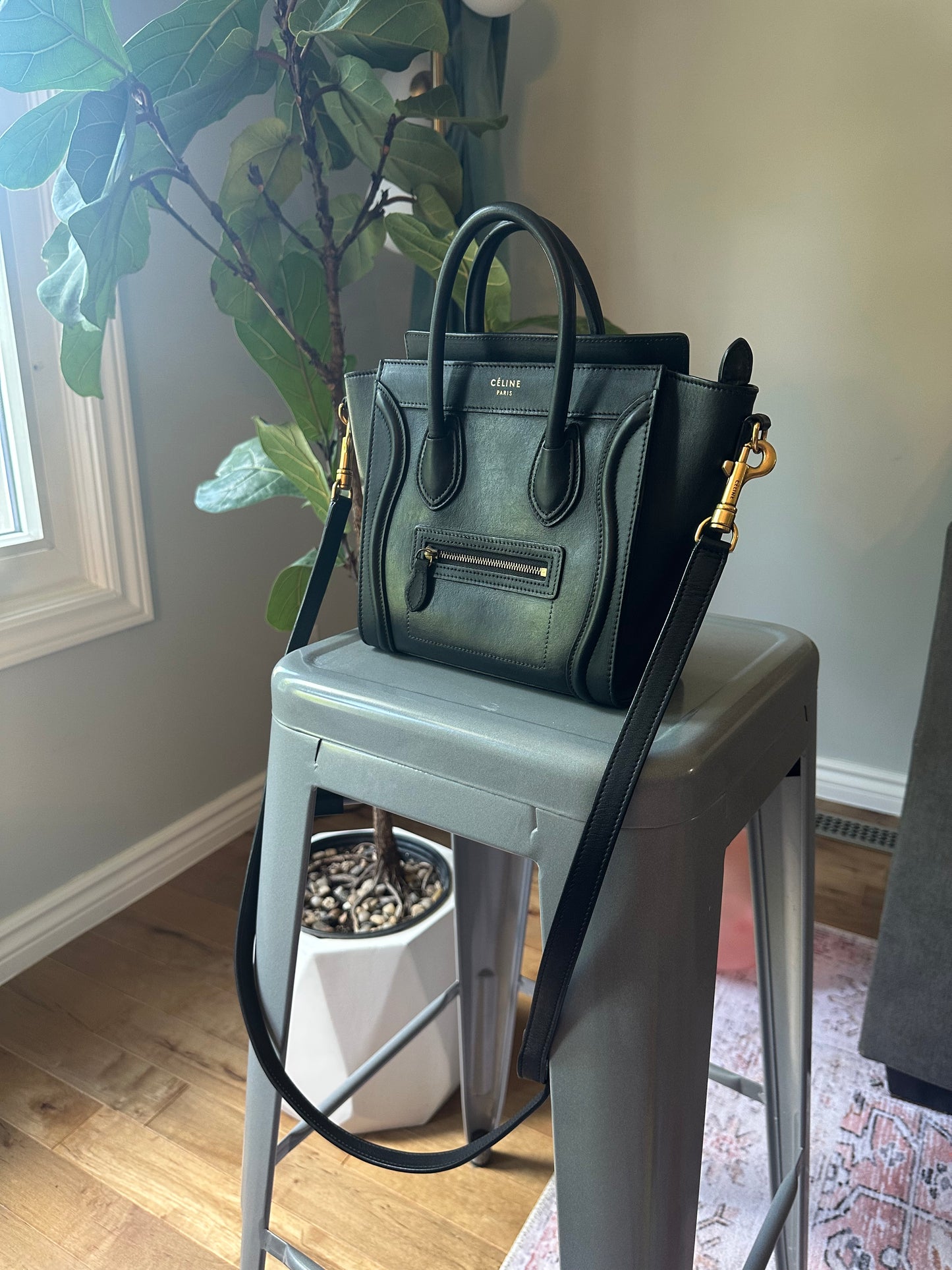 Celine Nano Luggage Tote- Black smooth leather