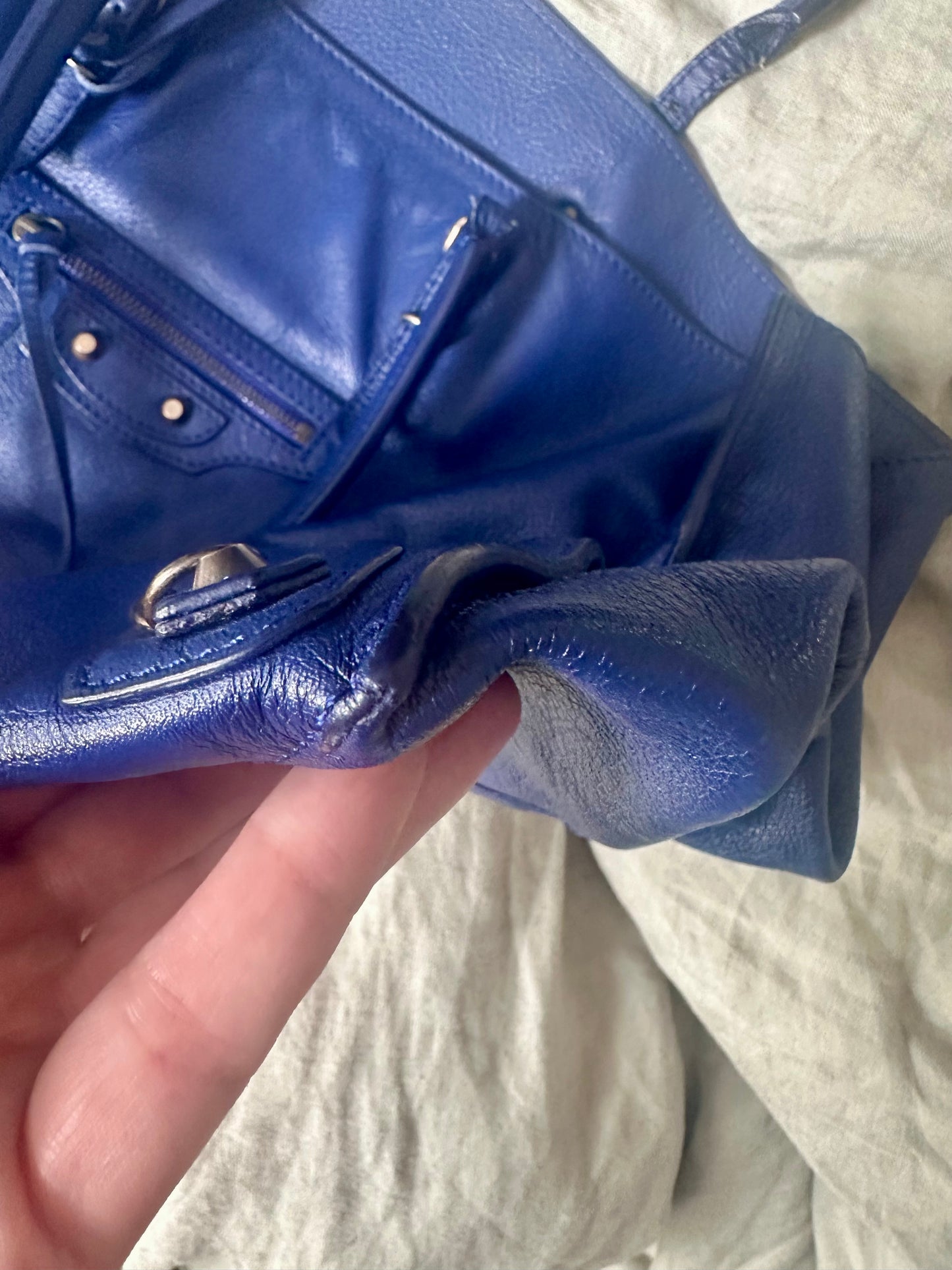 Blue Balenciaga tote