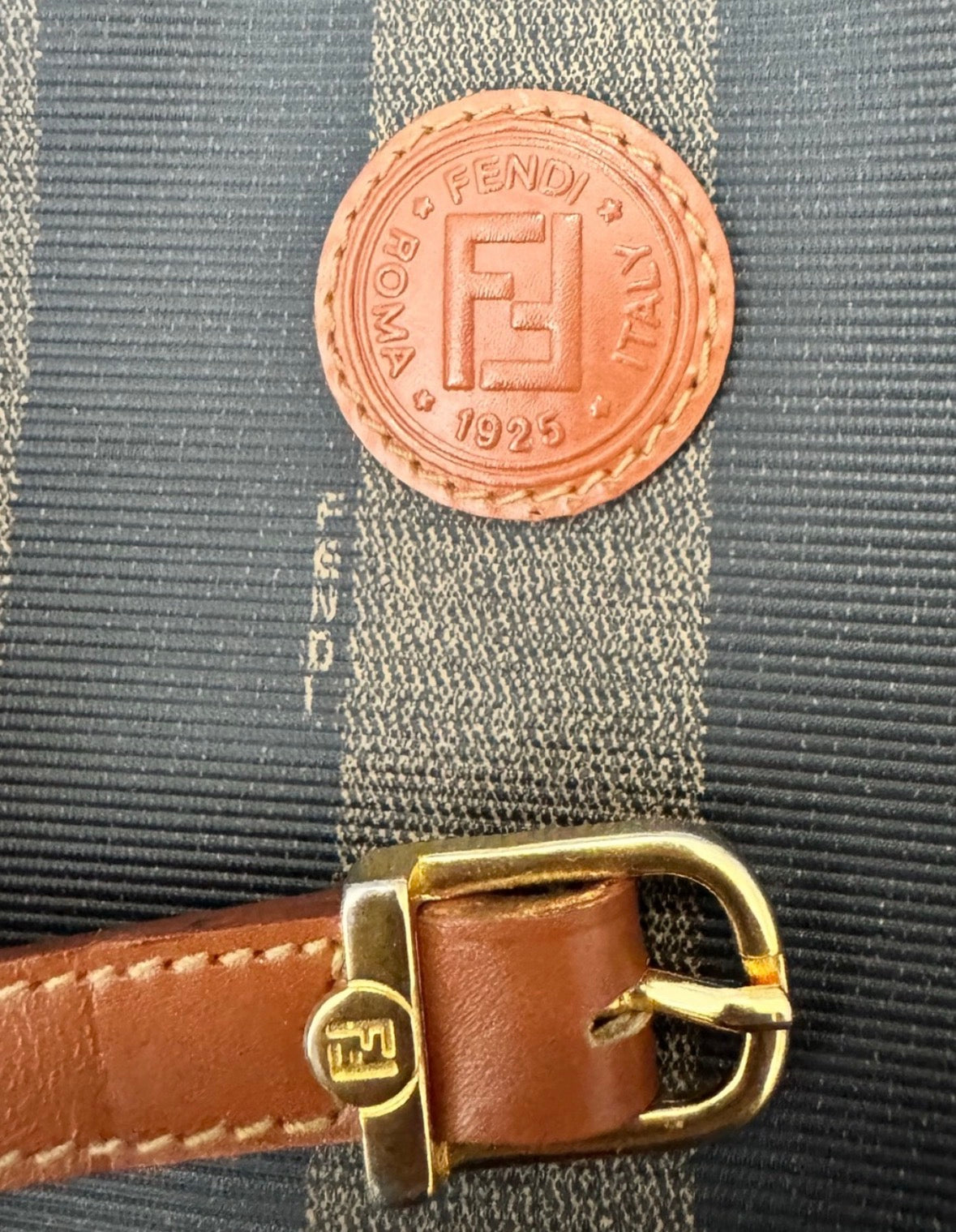 Vintage FENDI striped canvas crossbody bag