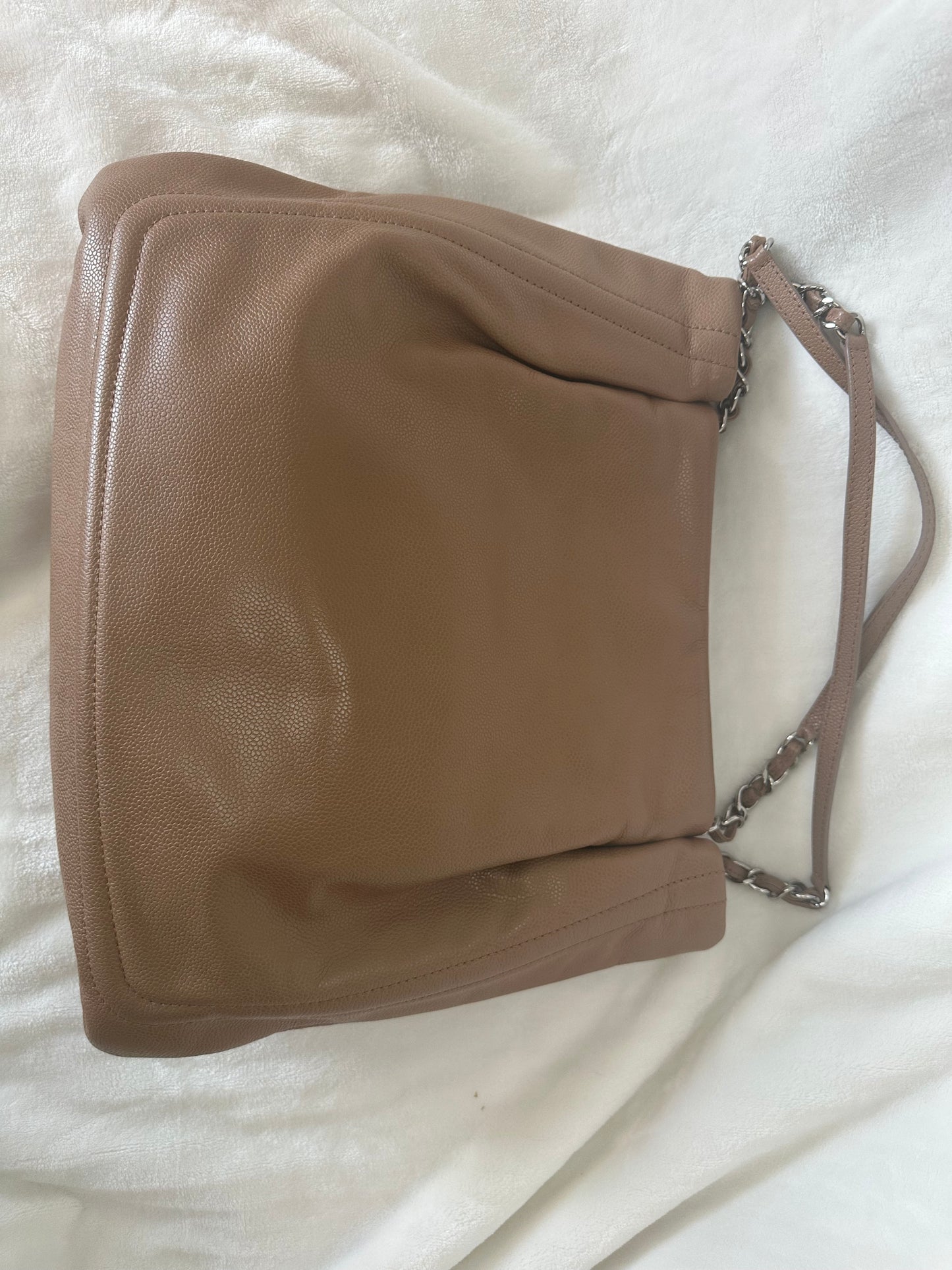 Chanel Pleated Timeless Tote in Tan Caviar Leather