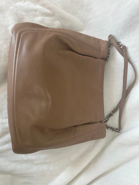 Chanel Pleated Timeless Tote in Tan Caviar Leather