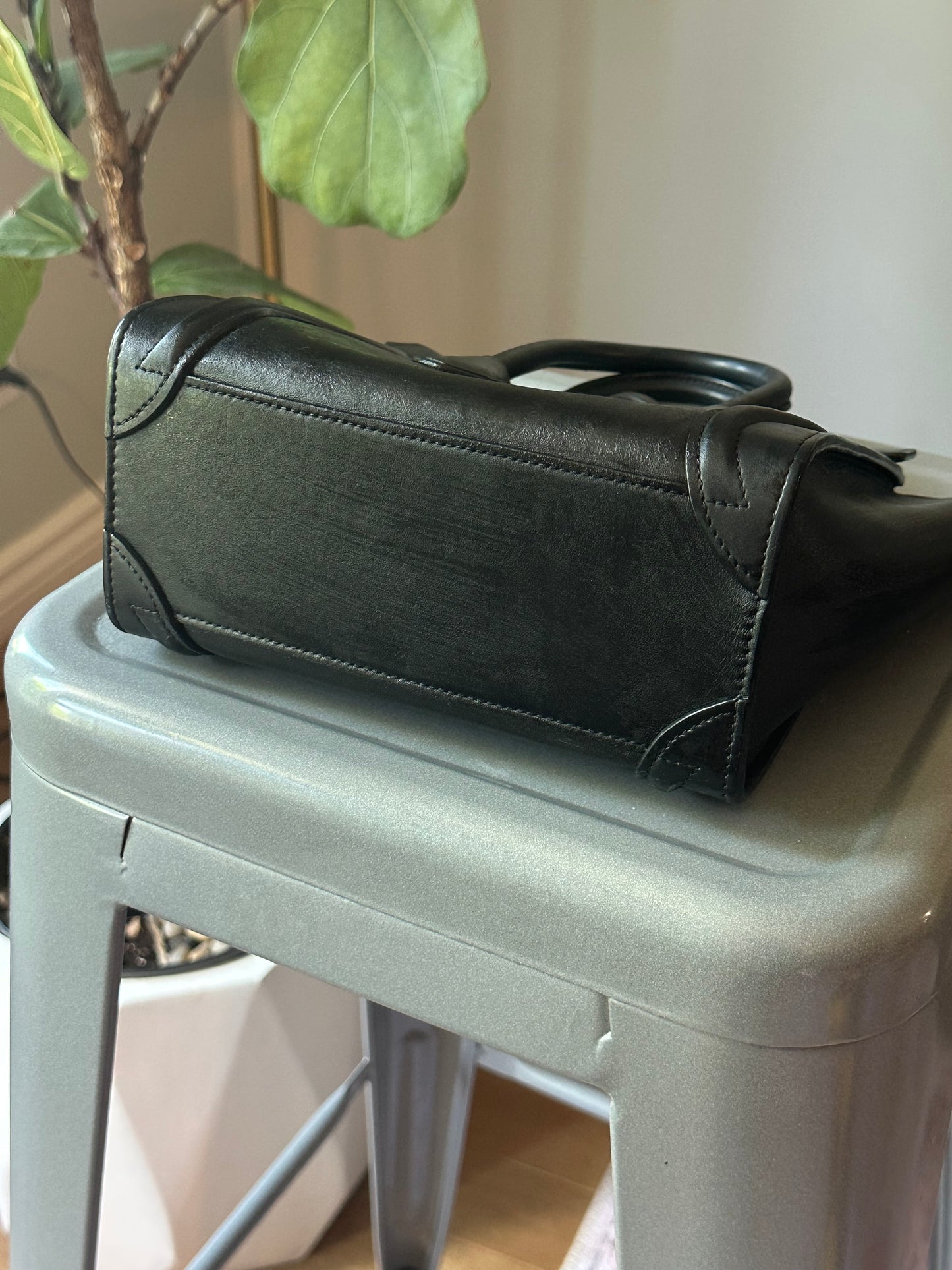 Celine Nano Luggage Tote- Black smooth leather