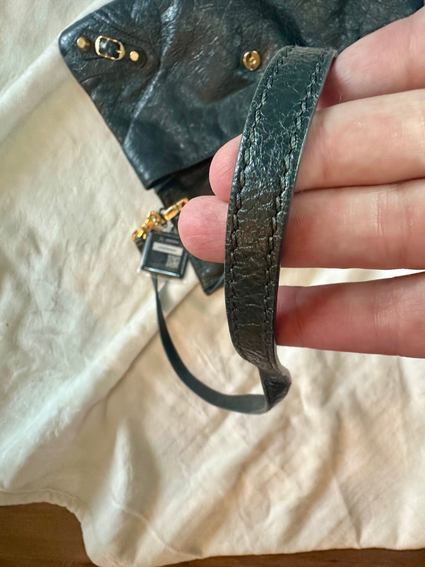Balenciaga Dark Grey Shiny Calfskin Giant Envelope Crossbody Bag