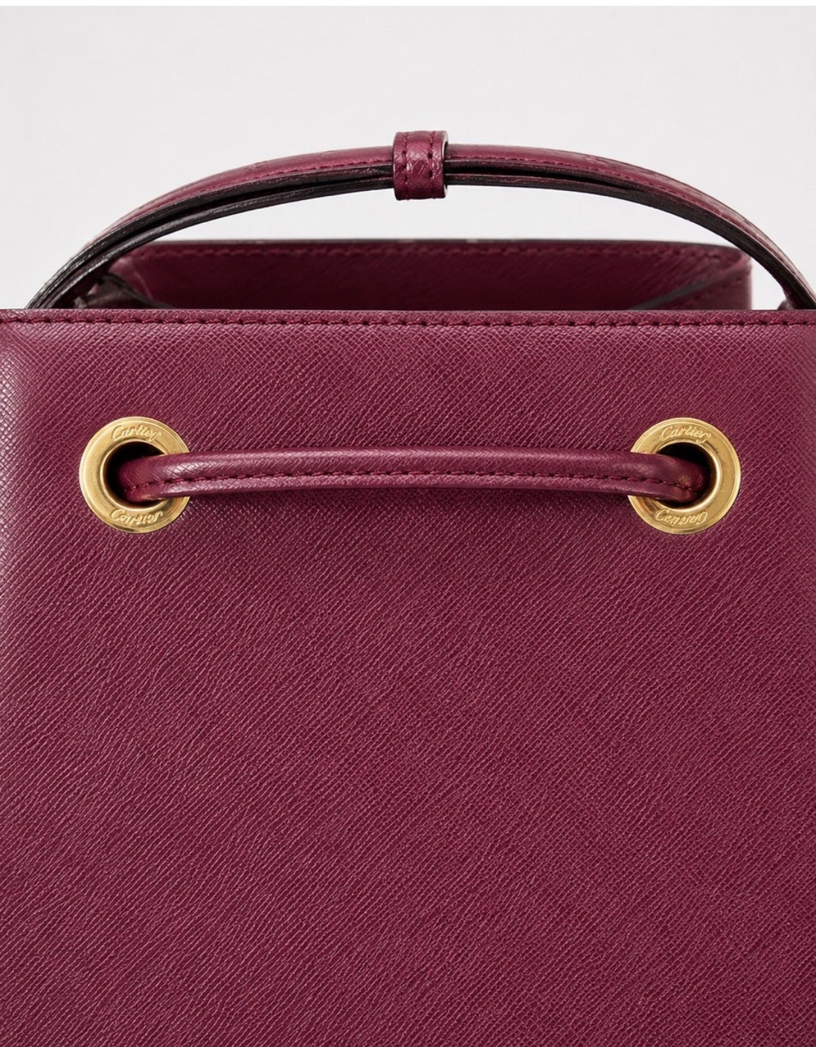 Vintage Cartier Drawstring bucket bag in Bordeaux Calfskin Leather