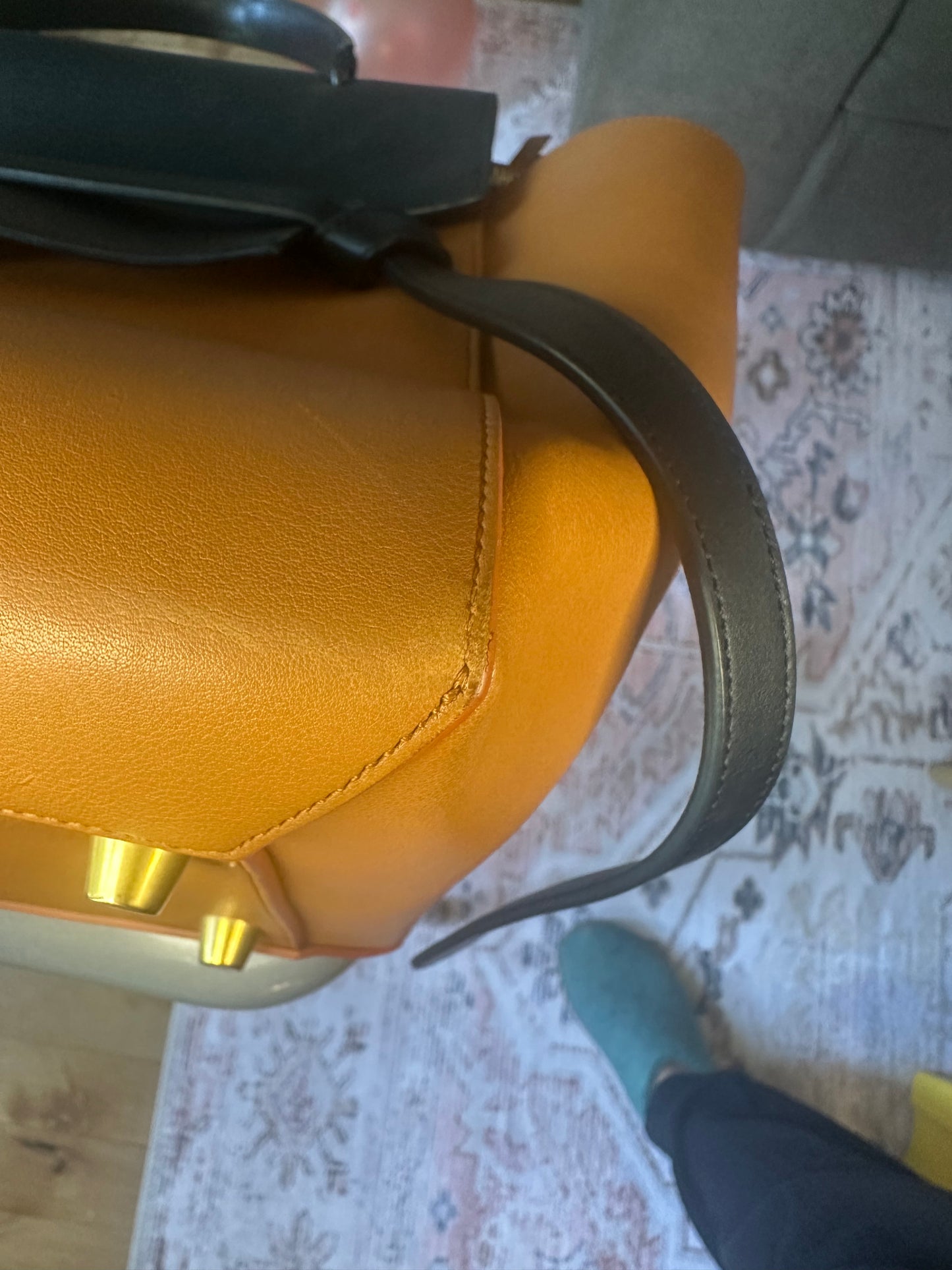 Céline large Belt bag in Camel brown and black calfskin leather