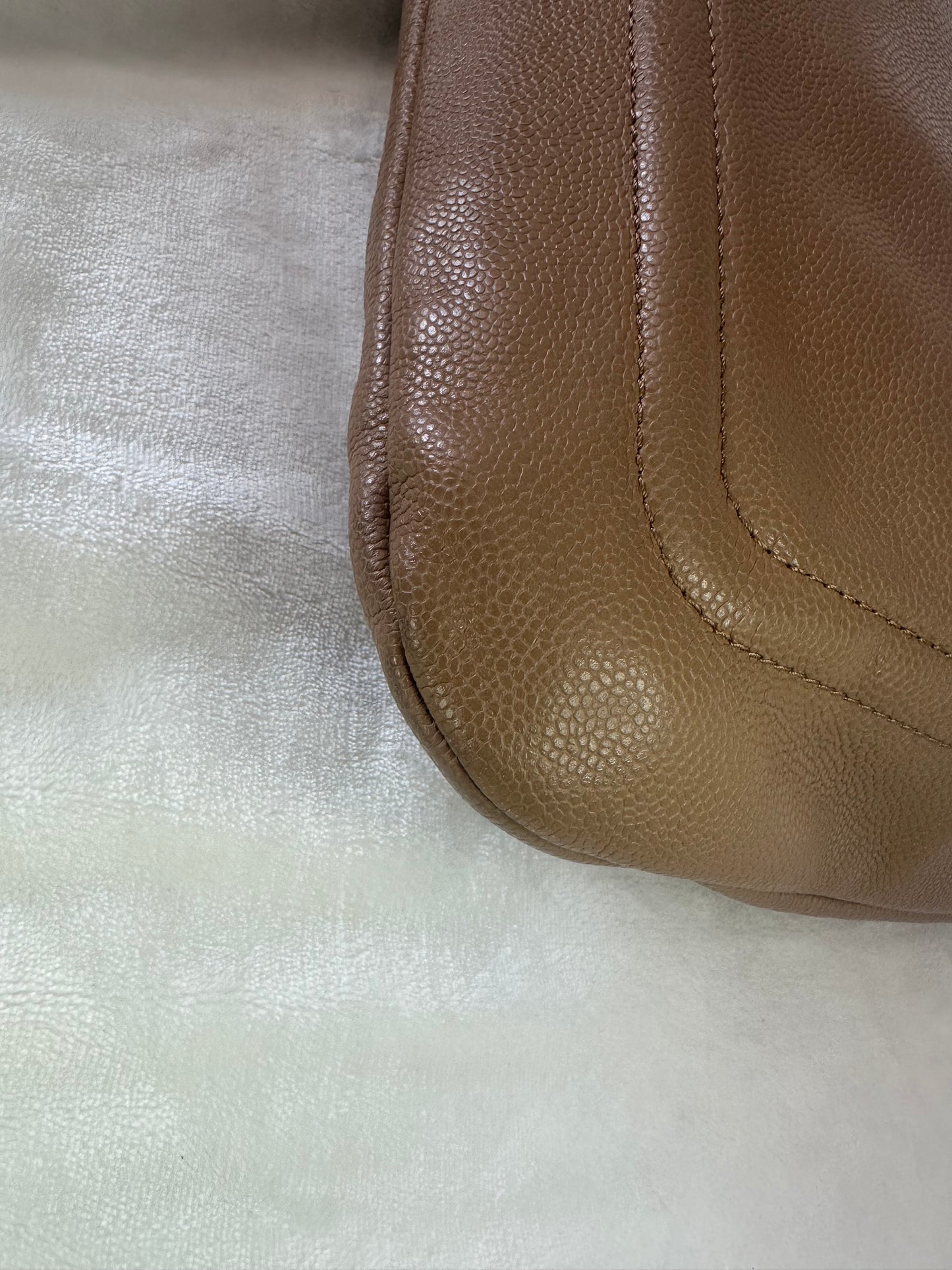 Chanel Pleated Timeless Tote in Tan Caviar Leather