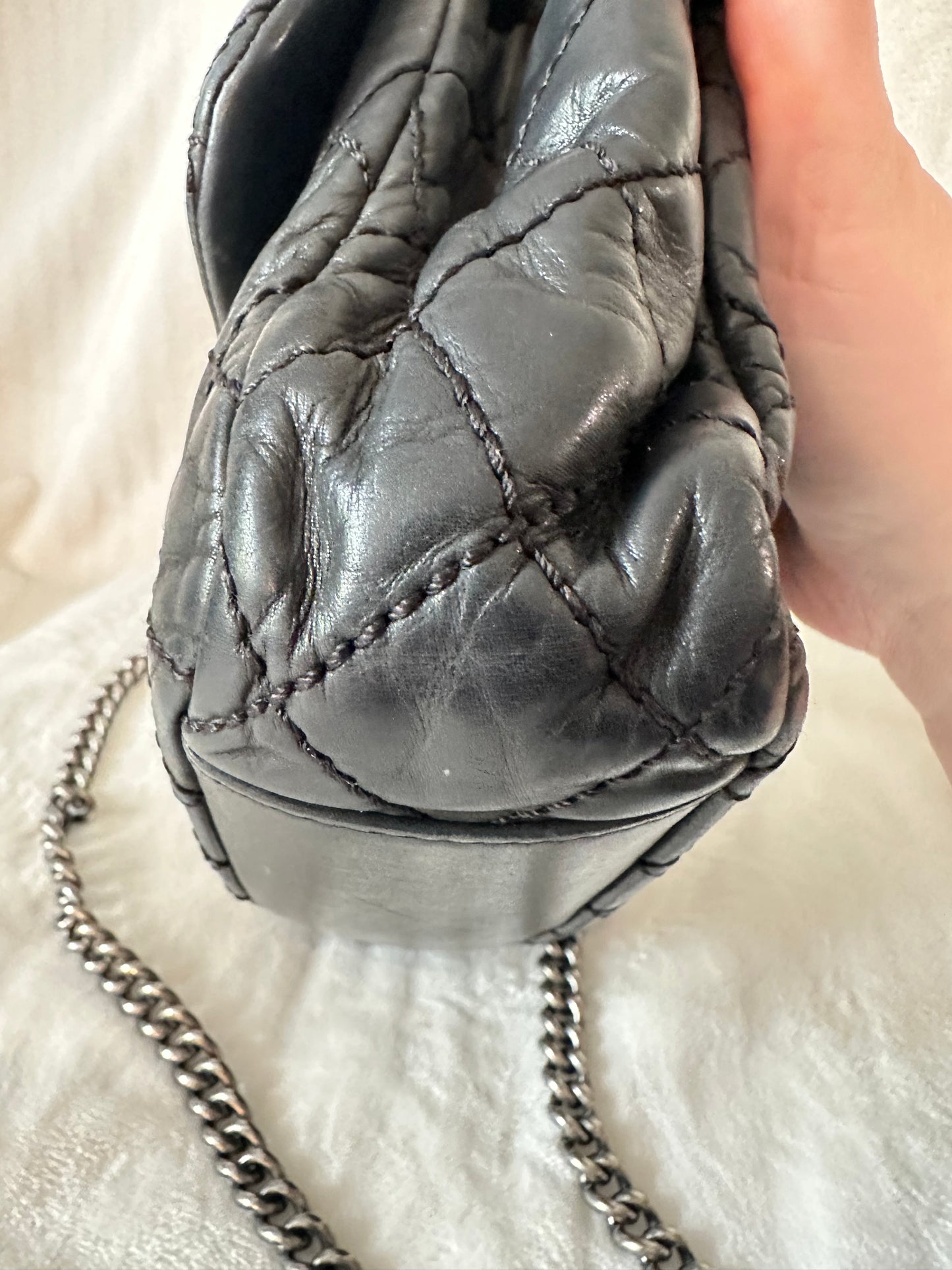 Chanel iridescent black Lambskin Leather Flap bag