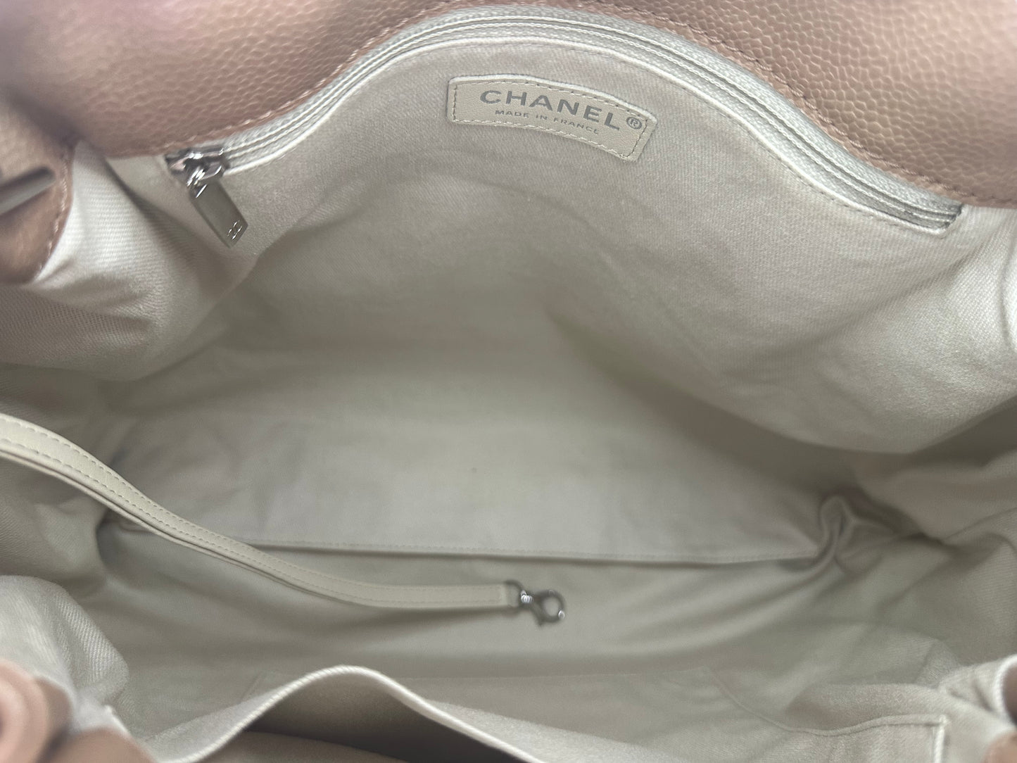 Chanel Pleated Timeless Tote in Tan Caviar Leather