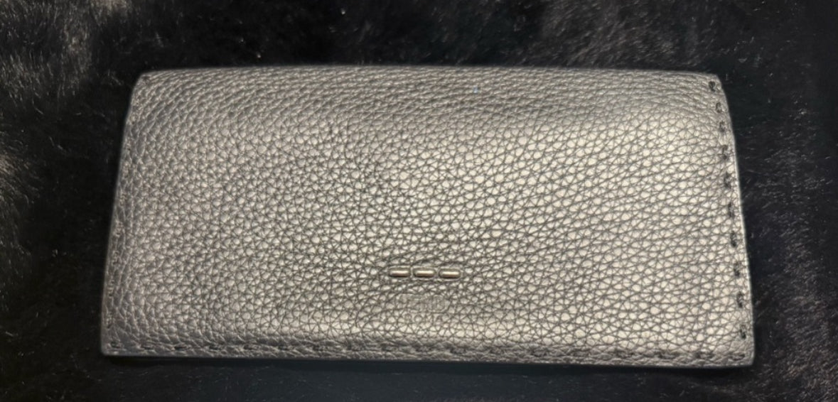 FENDI Selleria Dark Grey Leather Wallet