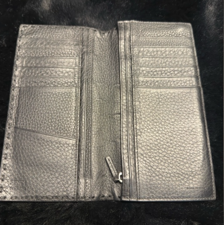 FENDI Selleria Dark Grey Leather Wallet