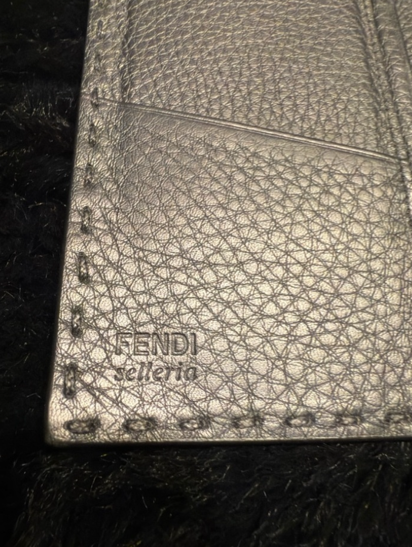 FENDI Selleria Dark Grey Leather Wallet