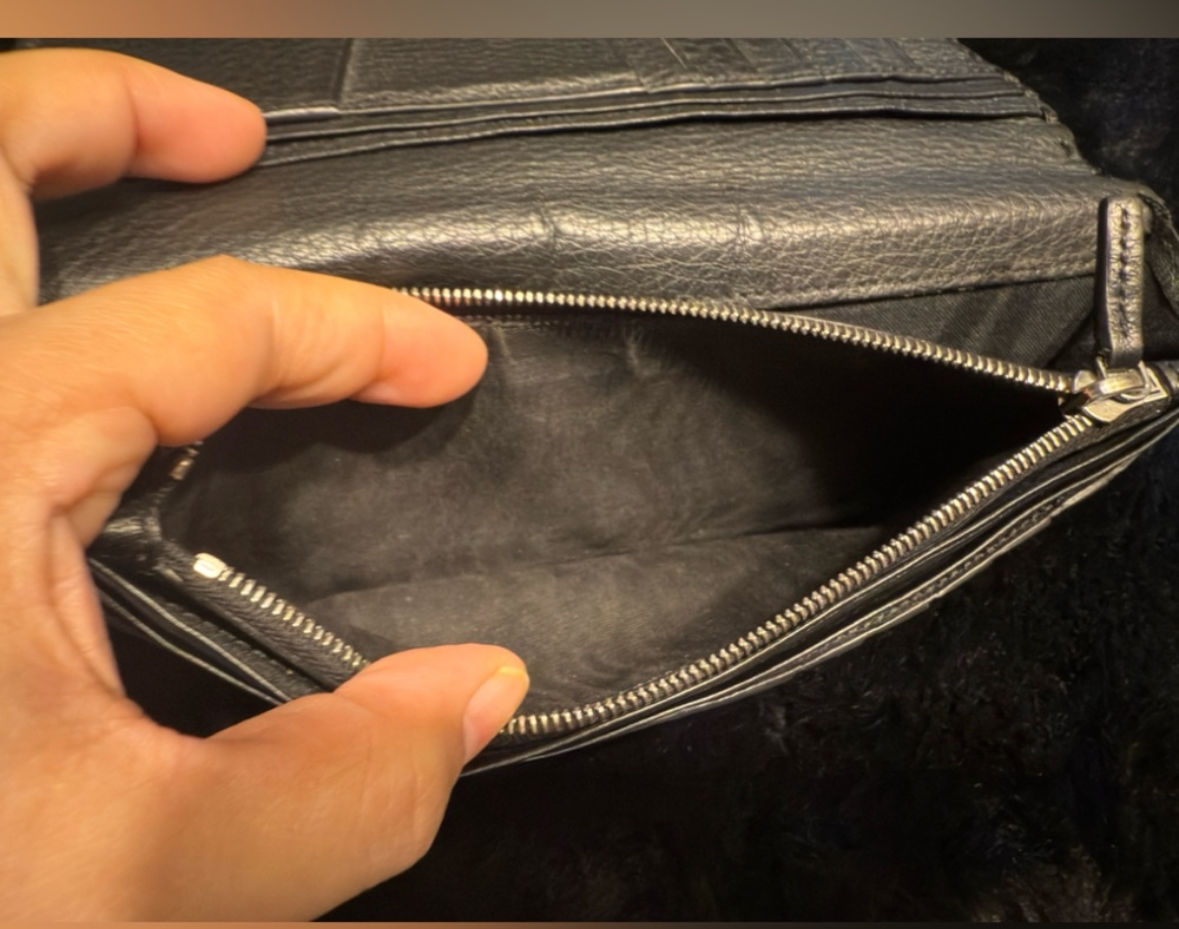 FENDI Selleria Dark Grey Leather Wallet